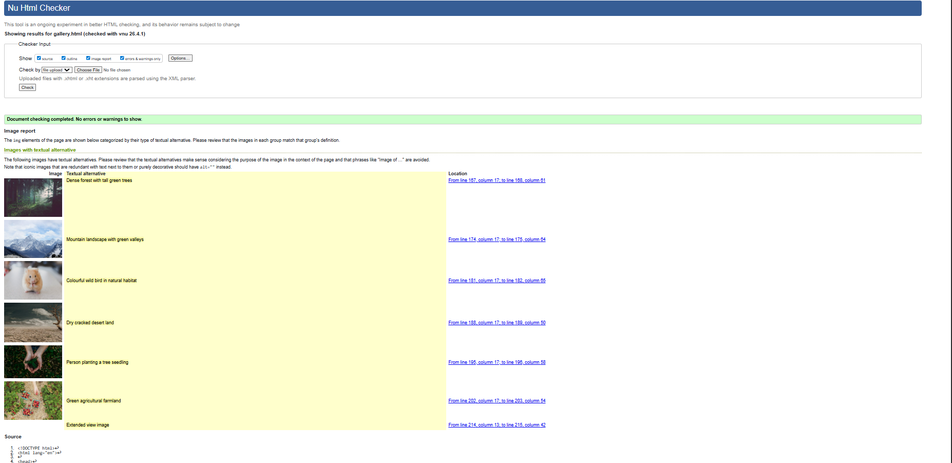 W3C HTML Validation for gallery.html